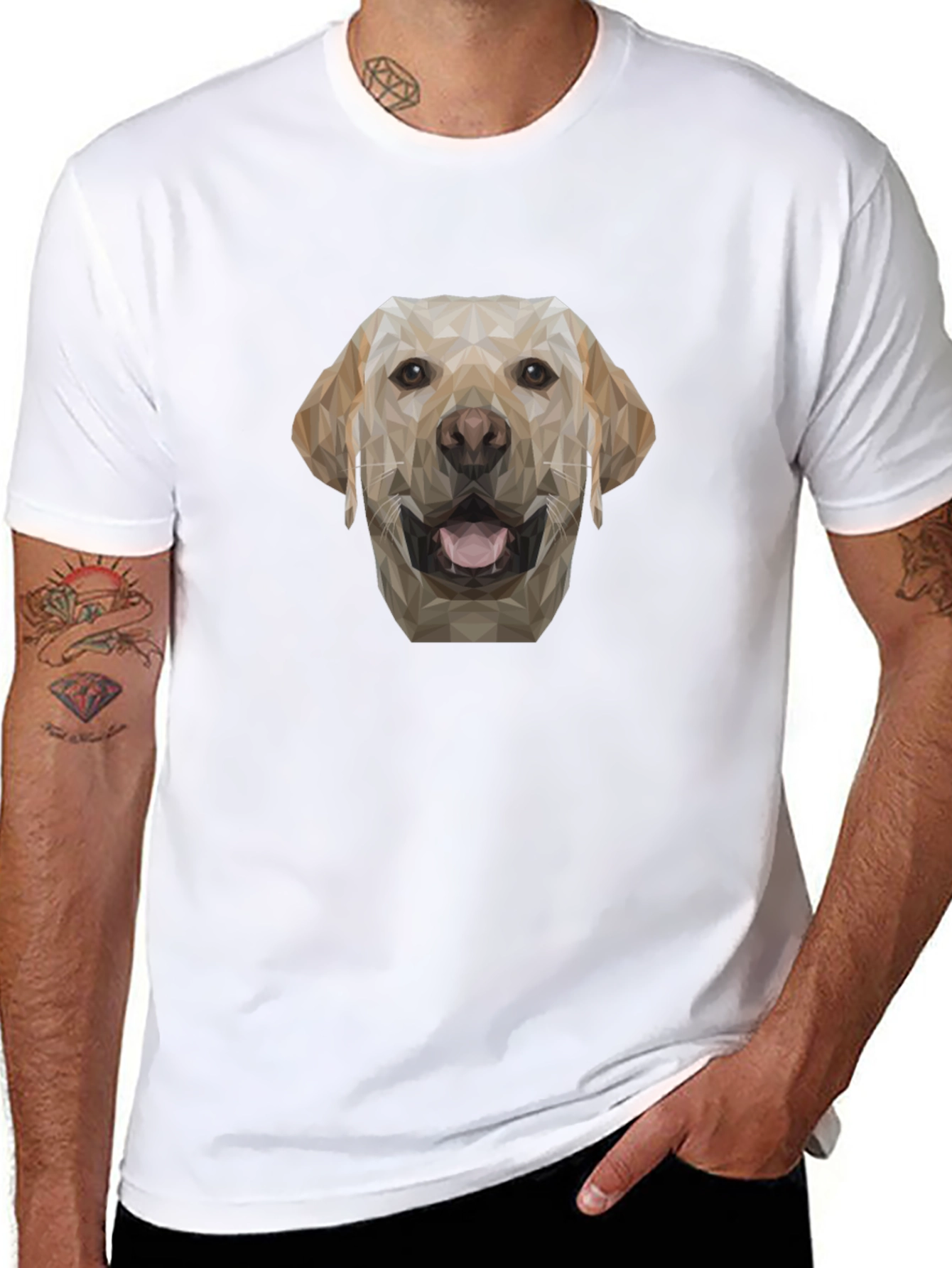 Geometric Dog Graphic Tee - Black