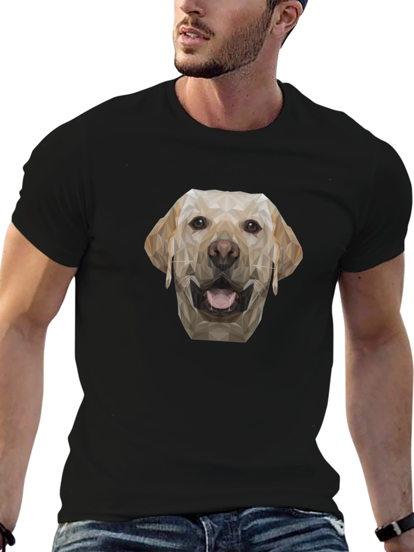 Geometric Dog Graphic Tee - Black