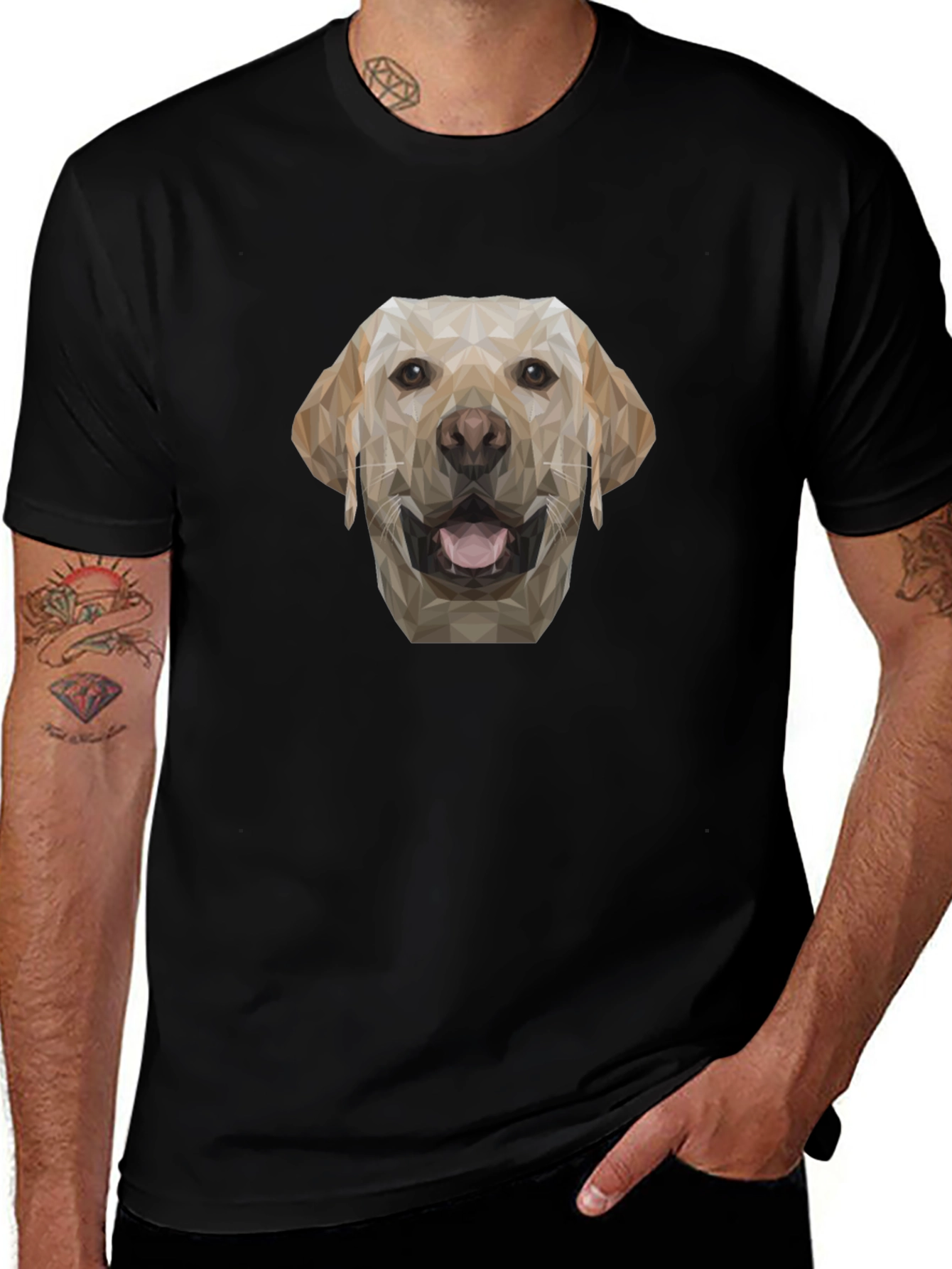 Geometric Dog Graphic Tee - Black