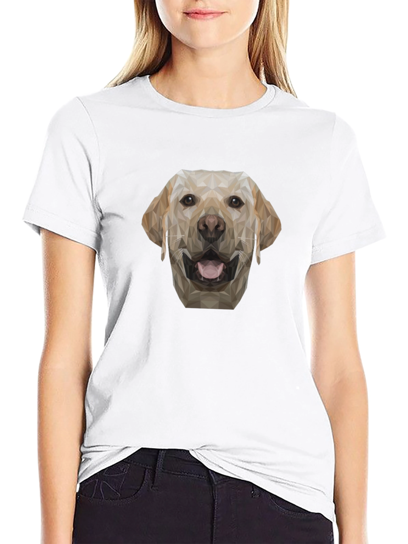 Geometric Dog Graphic Tee - Black