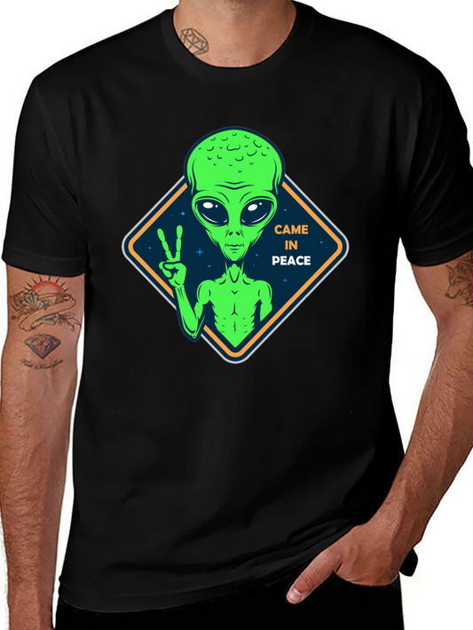 Peaceful Alien Black T-Shirt - Extra Terrestrial Design