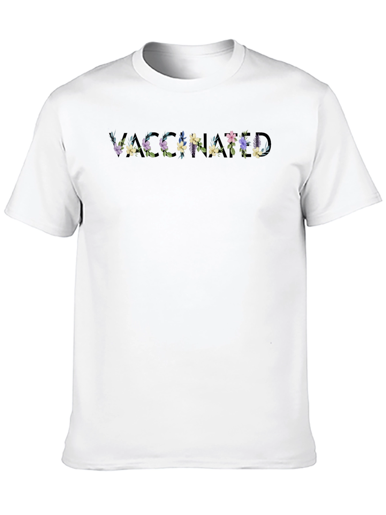 Vaccinated Floral Black T-Shirt