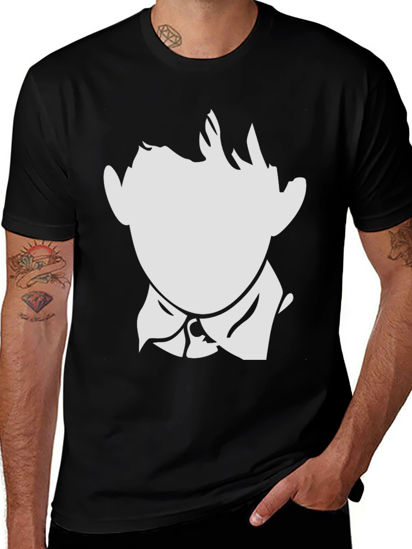 Minimalist Silhouette Graphic Tee - Black