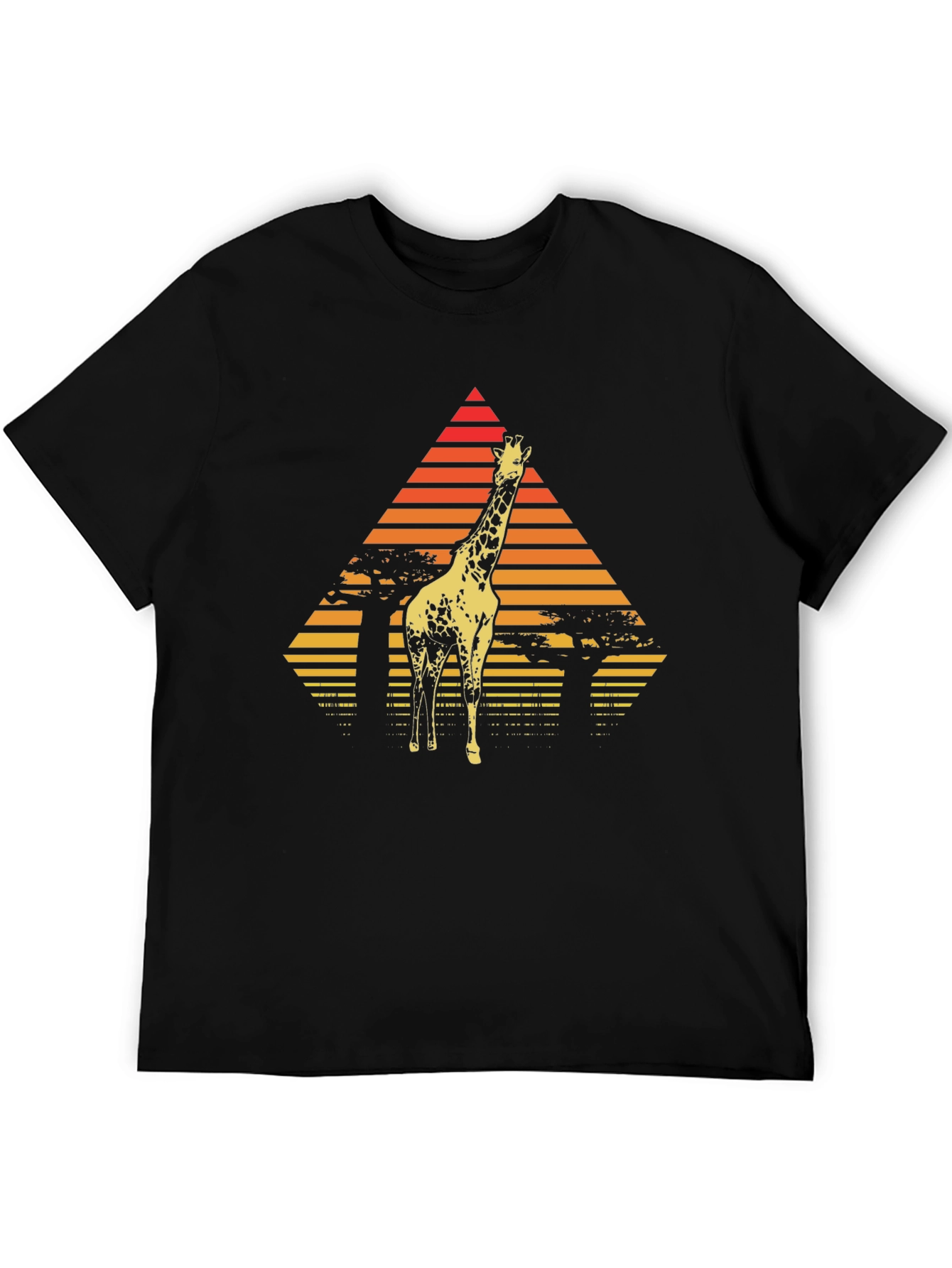 Giraffe Sunset T-Shirt - Retro African Wildlife Tee