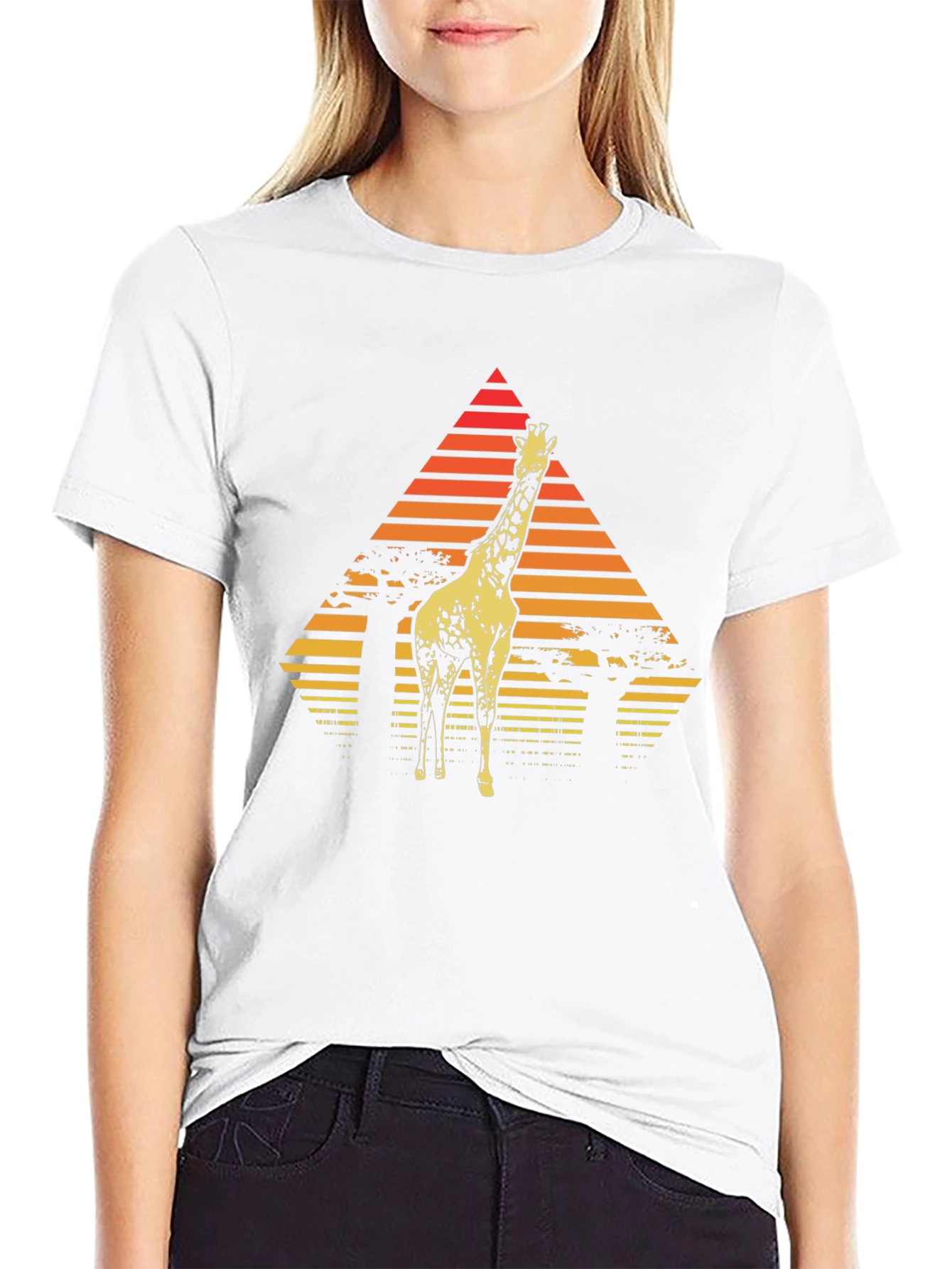 Giraffe Sunset T-Shirt - Retro African Wildlife Tee