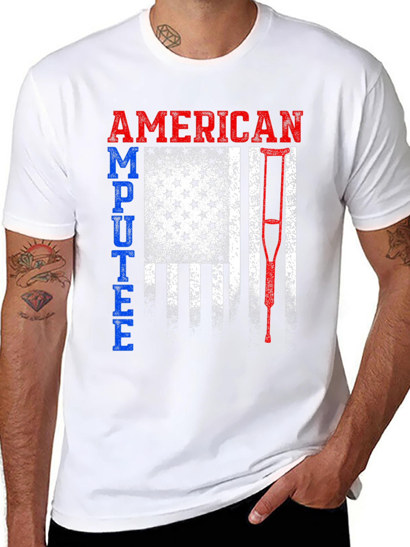 American Amputee Patriotic Flag Graphic T-Shirt