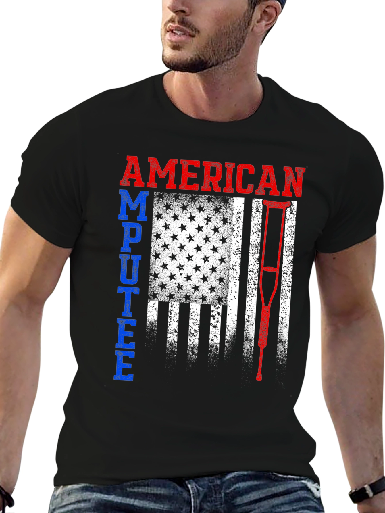American Amputee Patriotic Flag Graphic T-Shirt
