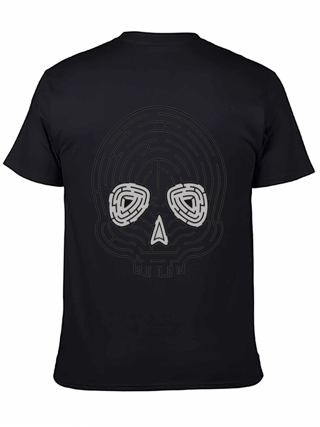 Skull Maze Graphic Tee - Black Cotton Blend T-Shirt