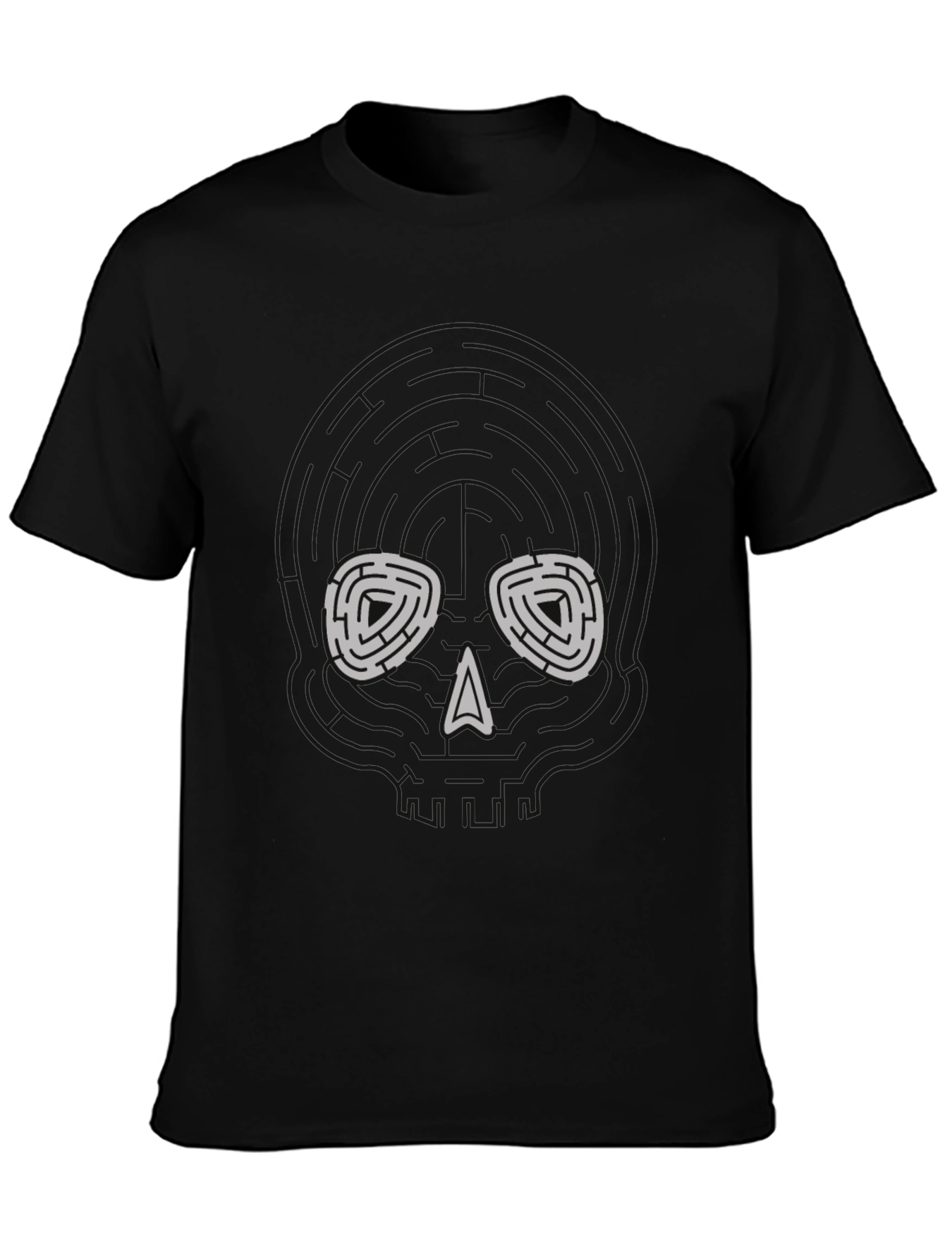 Skull Maze Graphic Tee - Black Cotton Blend T-Shirt