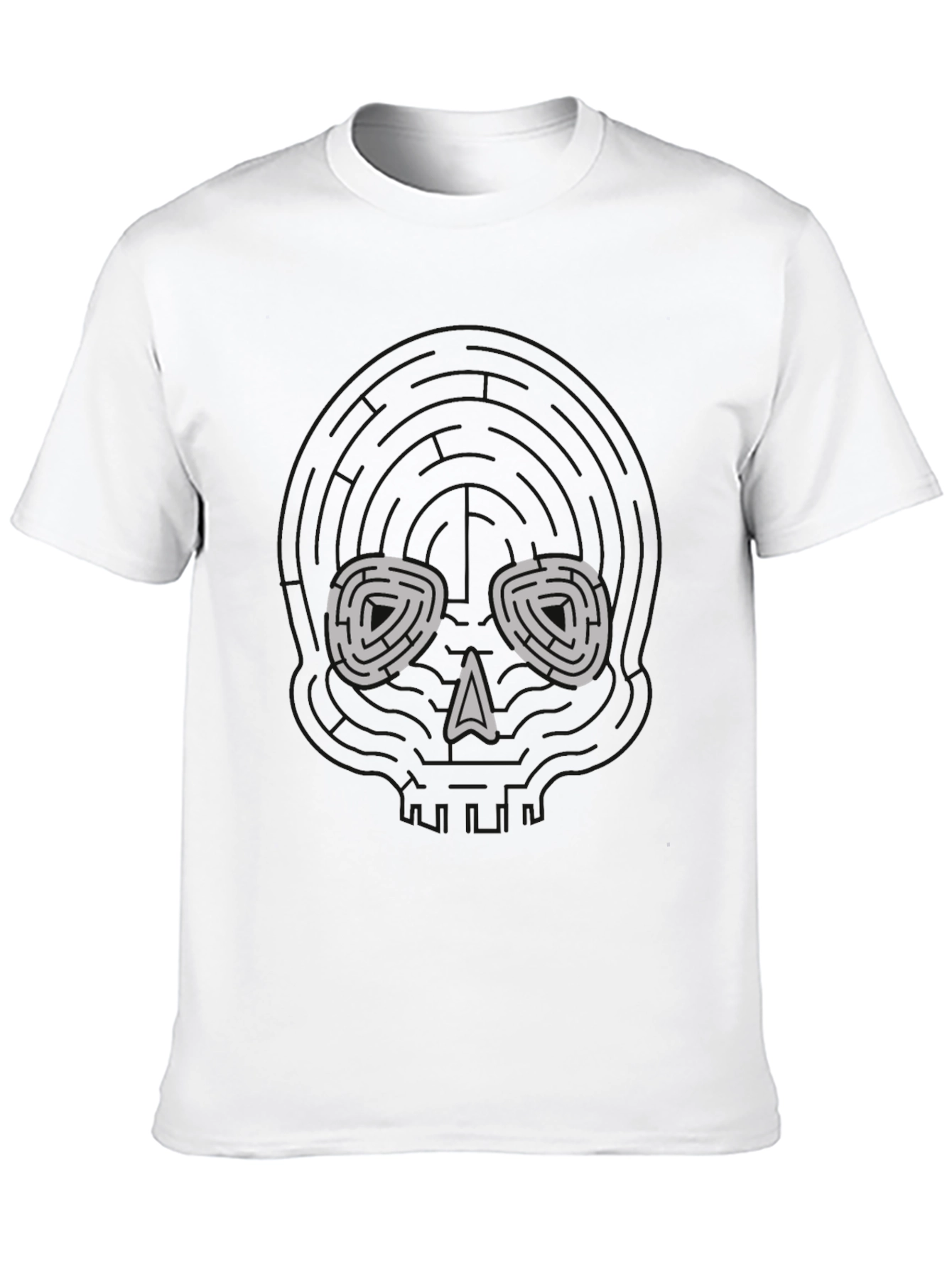 Skull Maze Graphic Tee - Black Cotton Blend T-Shirt