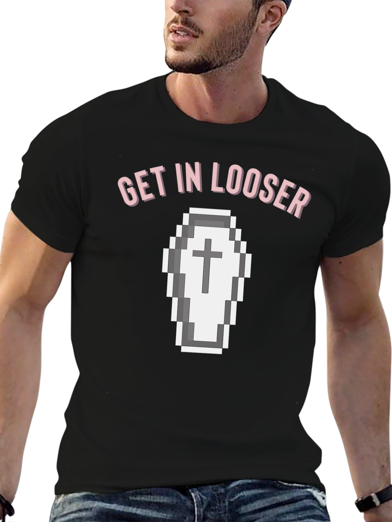 Get In Looser Coffin Pixel Art T-Shirt