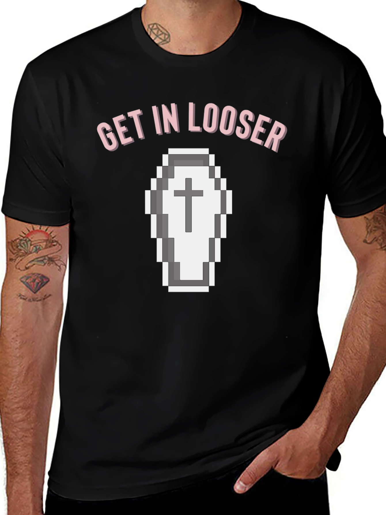 Get In Looser Coffin Pixel Art T-Shirt