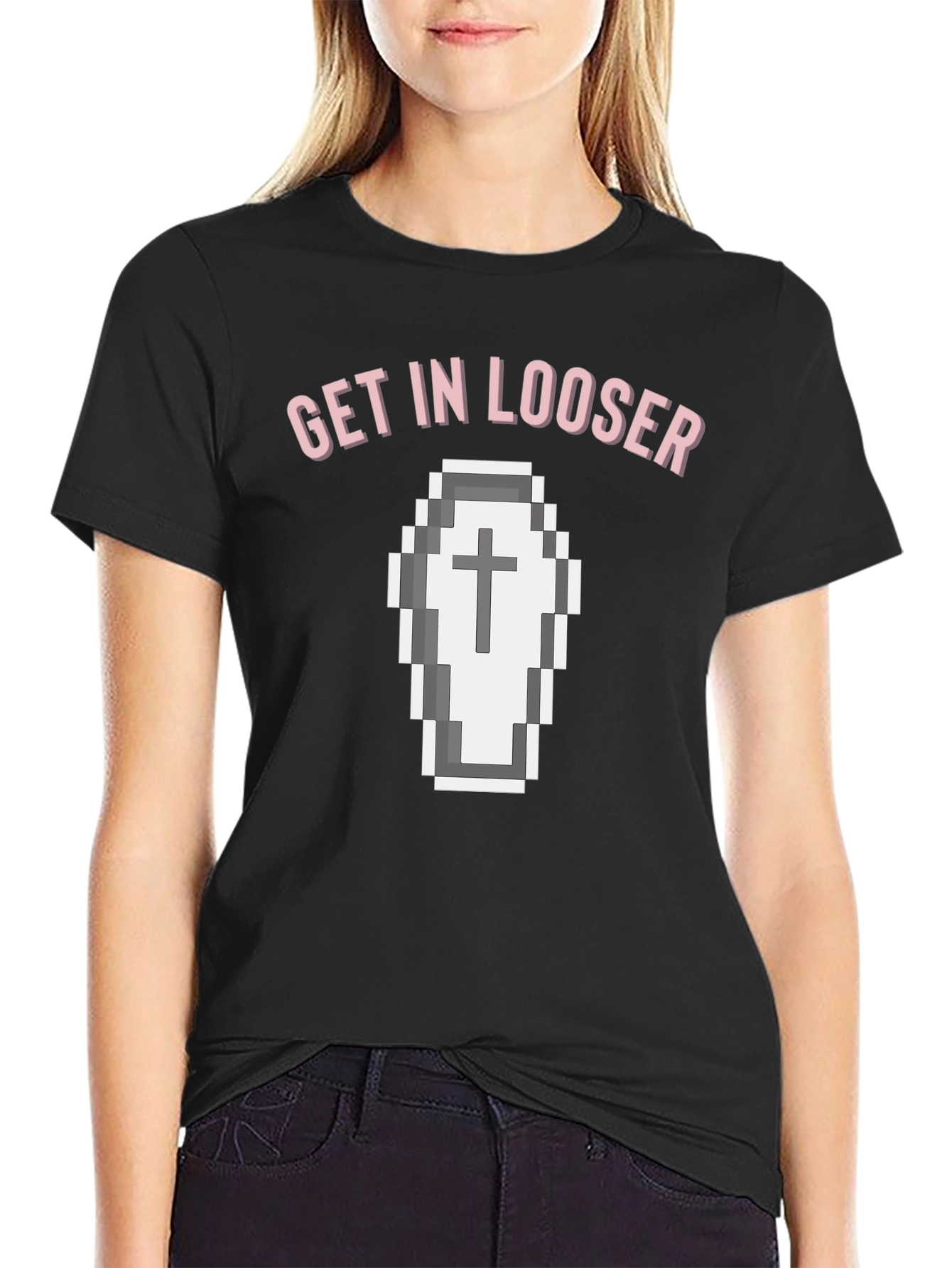 Get In Looser Coffin Pixel Art T-Shirt