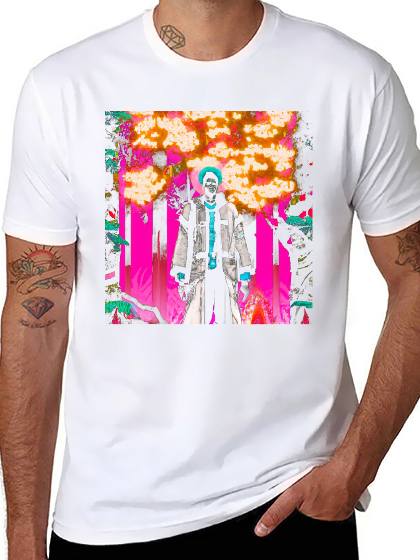 Artistic Graphic Print Black Tee