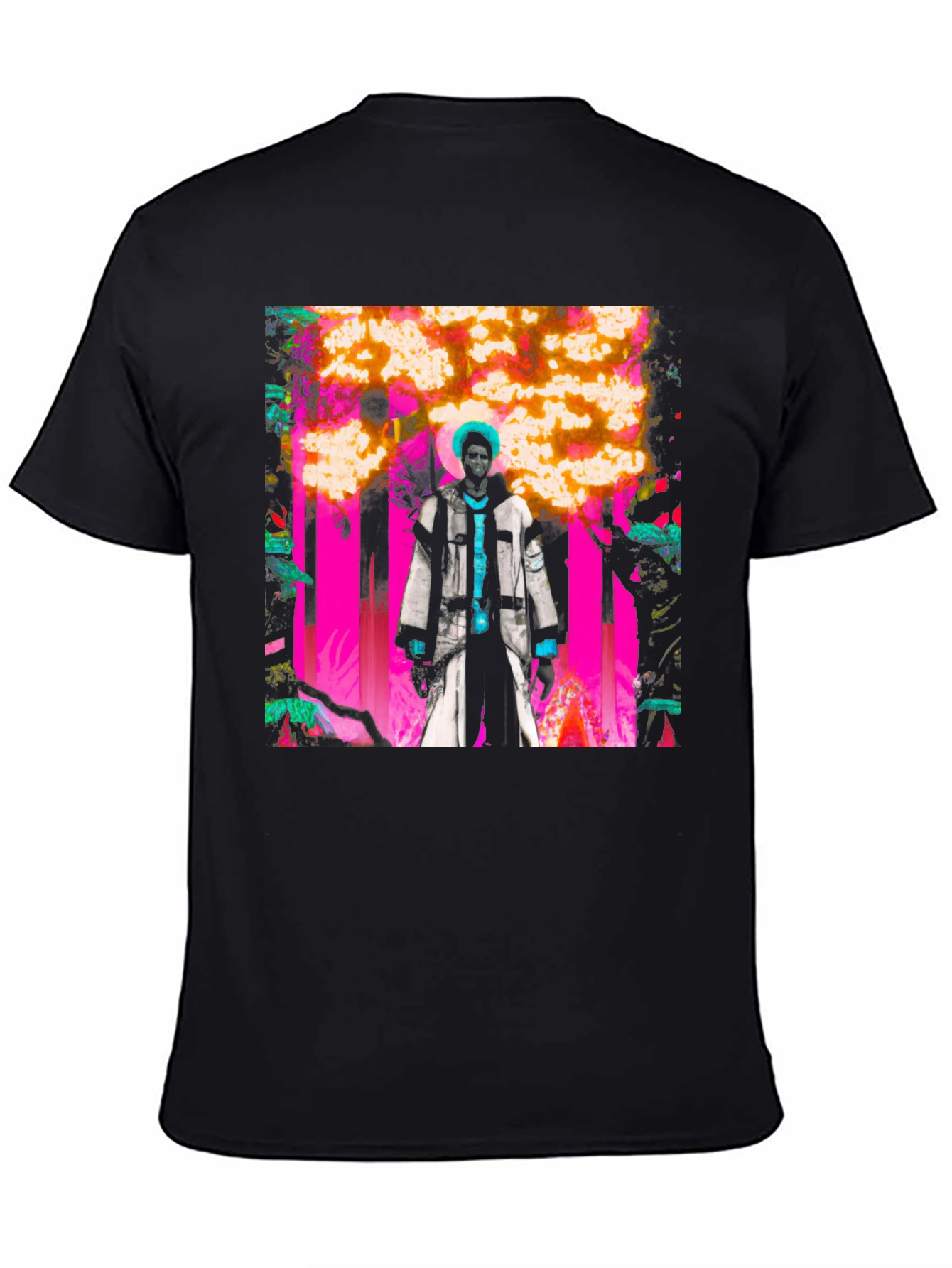 Artistic Graphic Print Black Tee