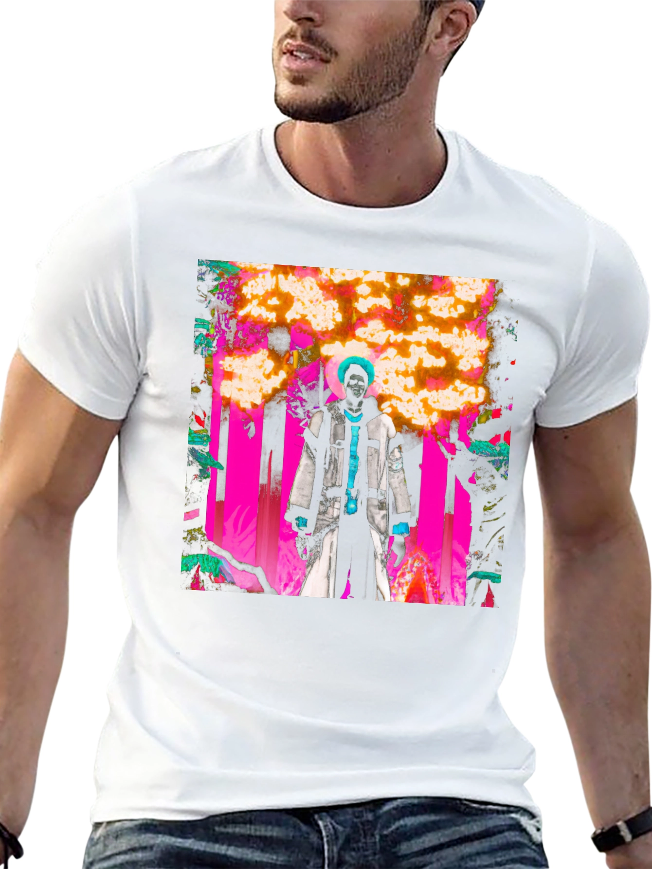 Artistic Graphic Print Black Tee