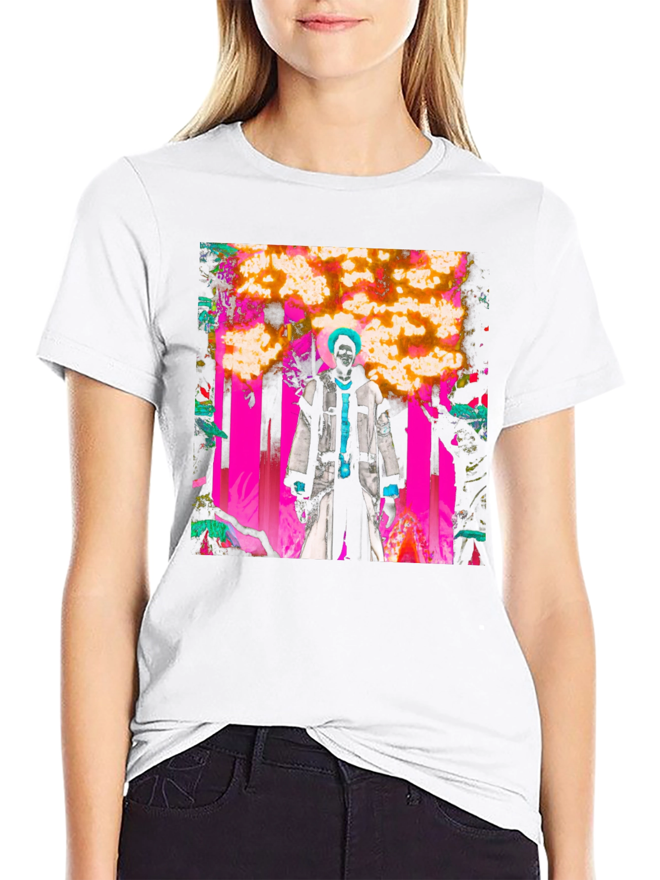 Artistic Graphic Print Black Tee