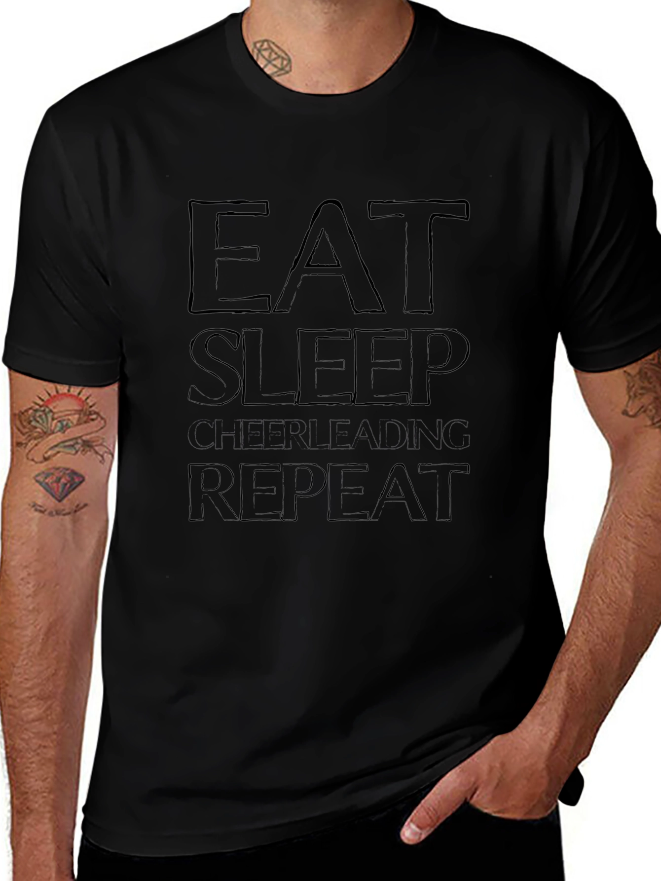 Eat Sleep Cheerleading Repeat Black T-Shirt