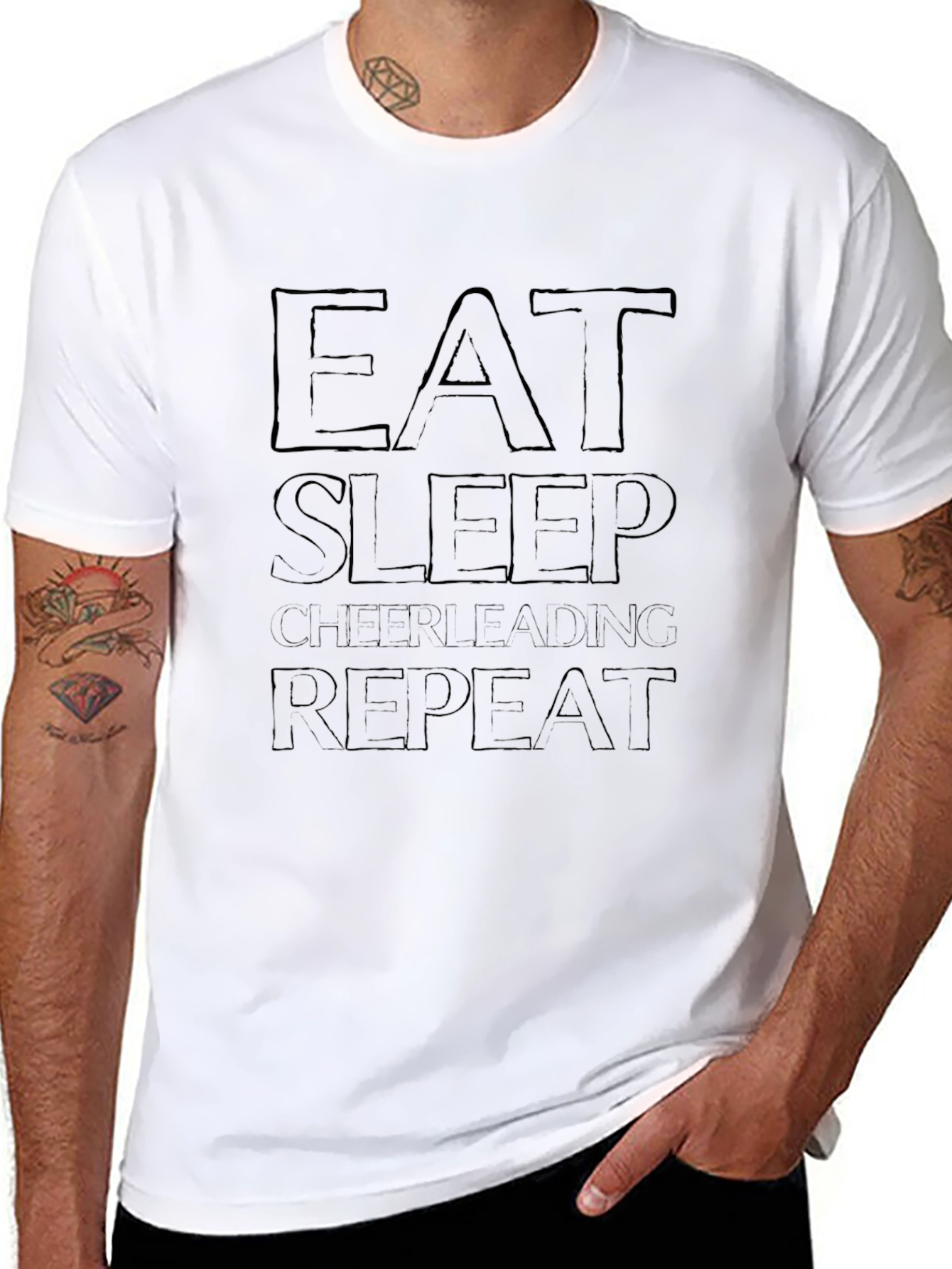 Eat Sleep Cheerleading Repeat Black T-Shirt