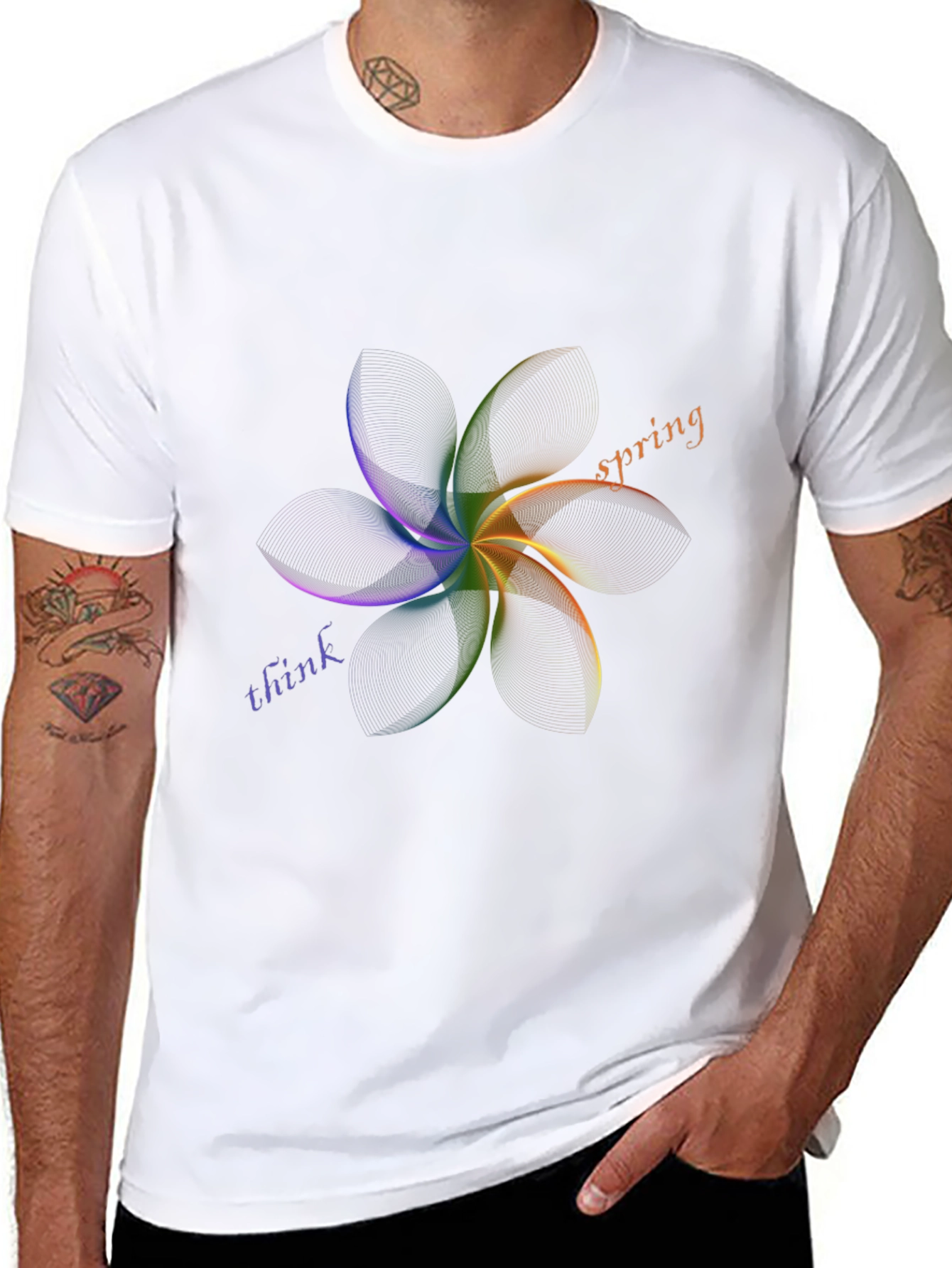 Think Spring Graphic Tee - Stylish Mens Black T-Shirt