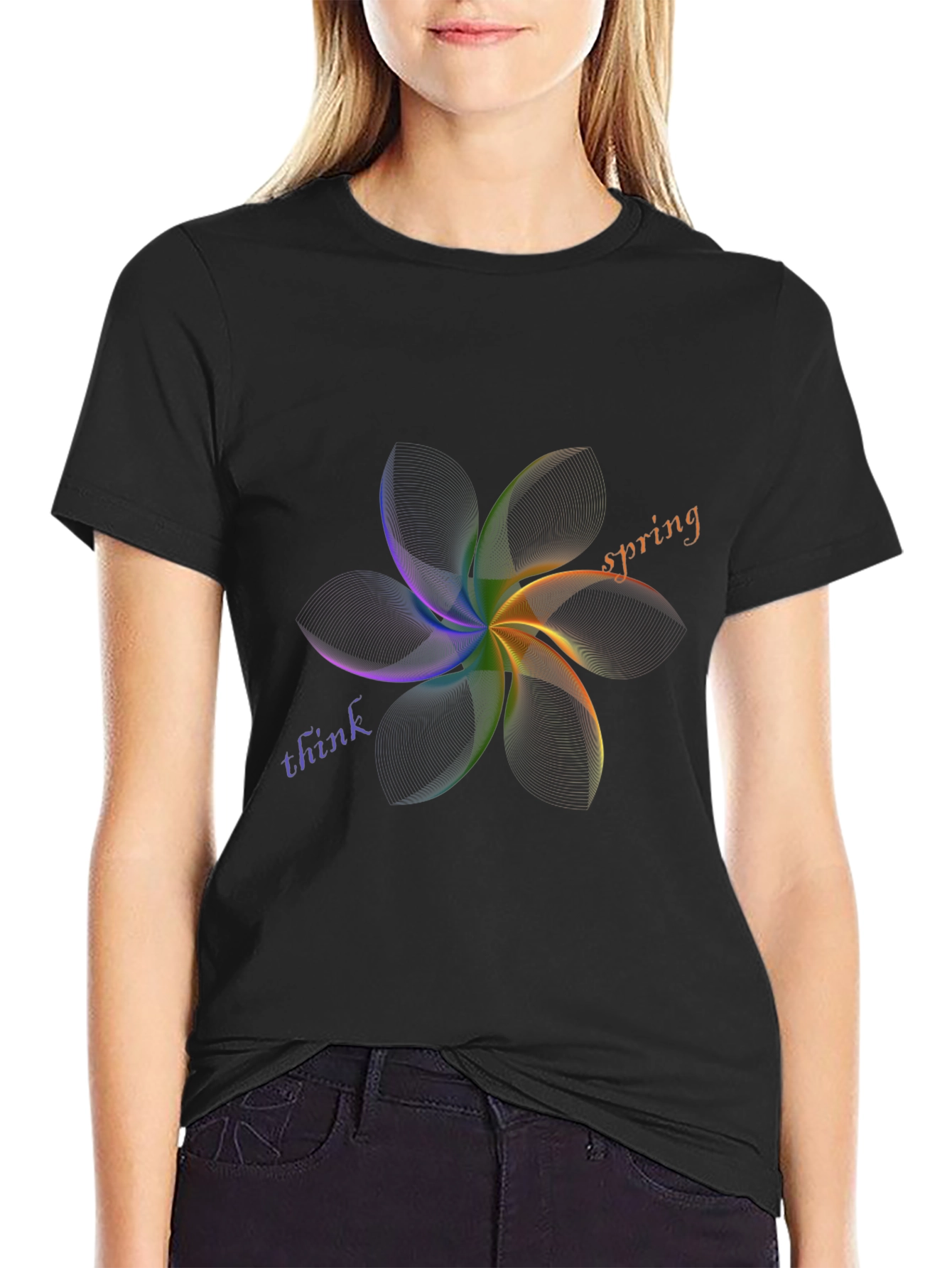 Think Spring Graphic Tee - Stylish Mens Black T-Shirt