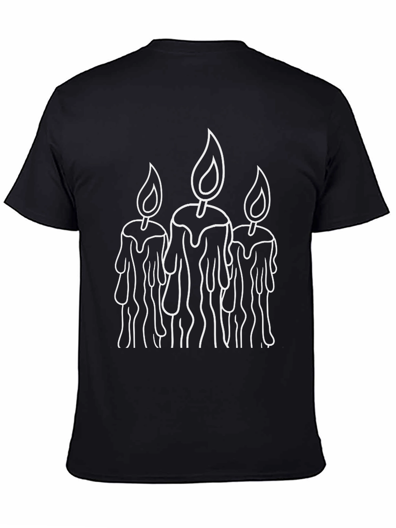 Candle Graphic Tee - Black Cotton Casual Wear