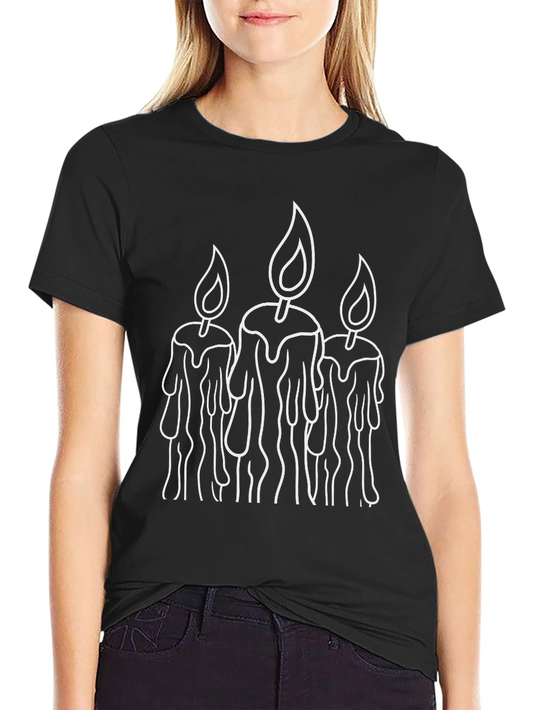 Candle Graphic Tee - Black Cotton Casual Wear