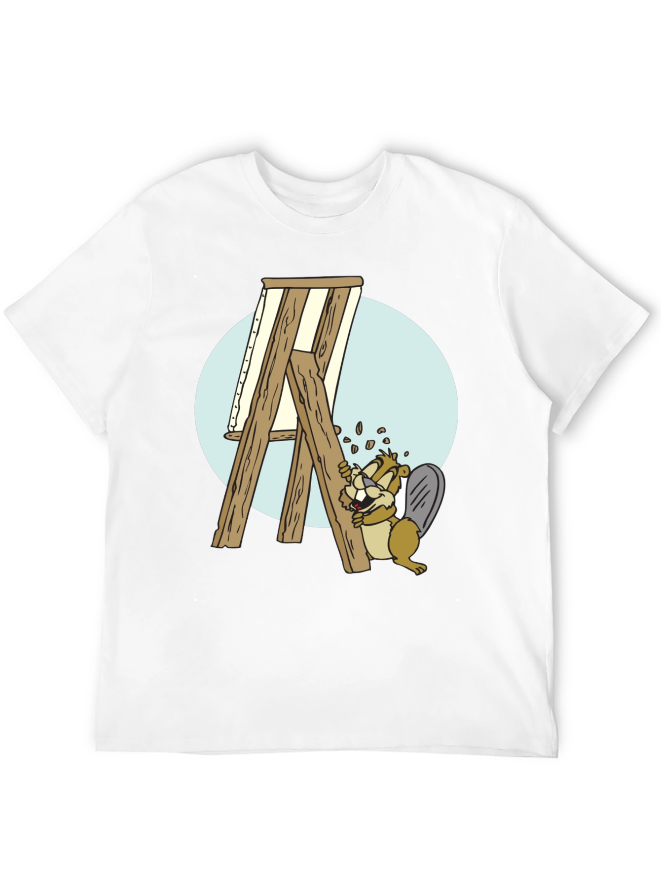 Cartoon Beaver Artist T-Shirt - Black