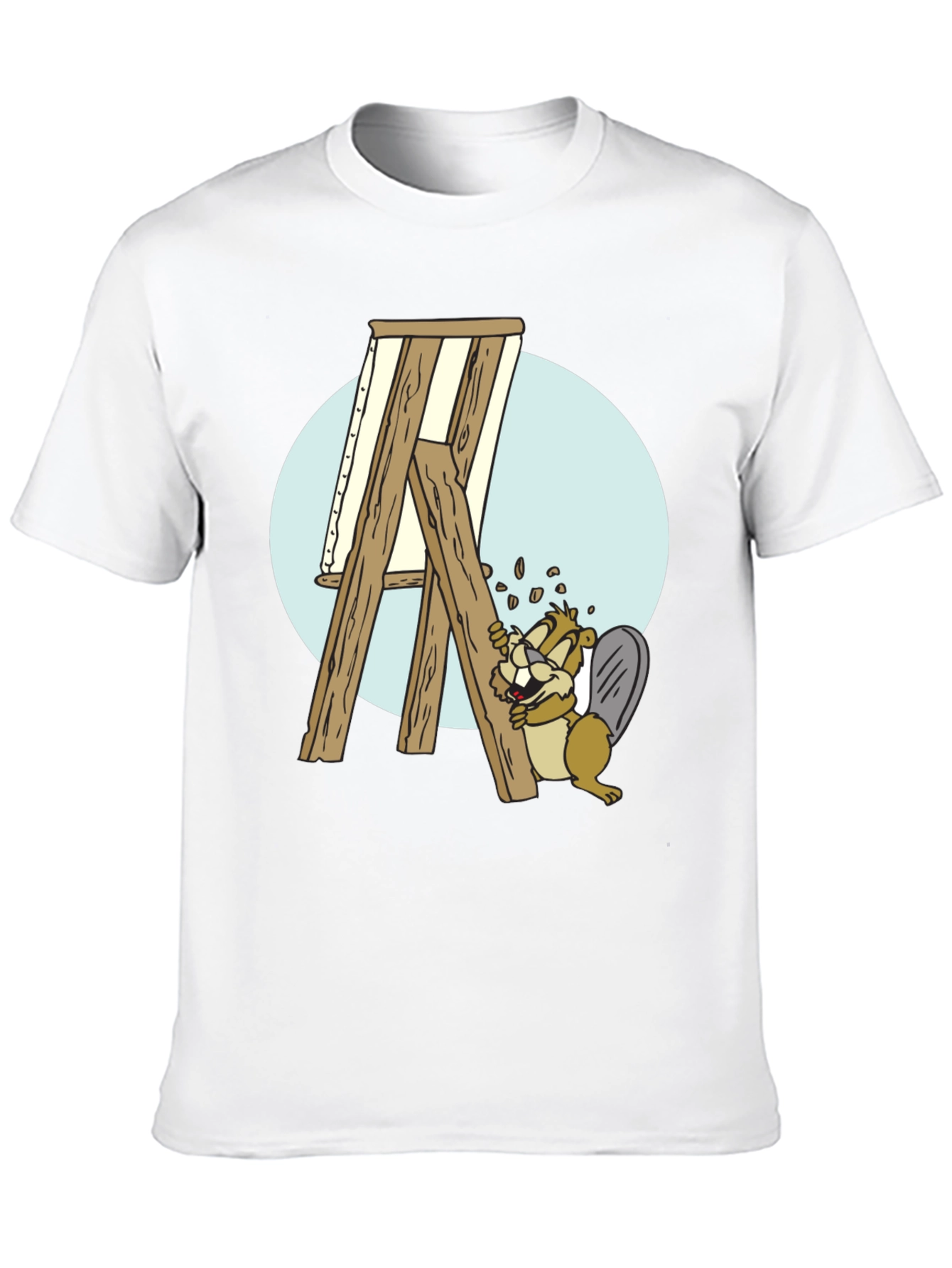 Cartoon Beaver Artist T-Shirt - Black