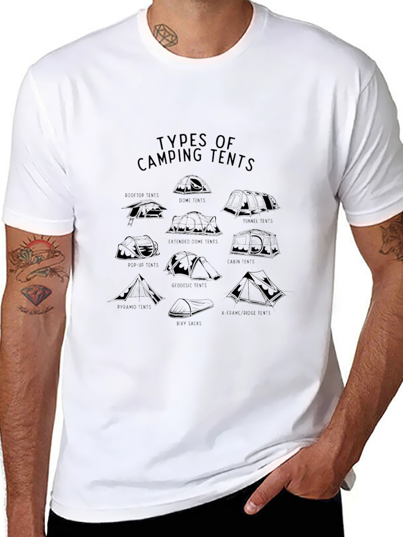 Camping Tents Graphic Tee - Outdoor Adventure Shirt