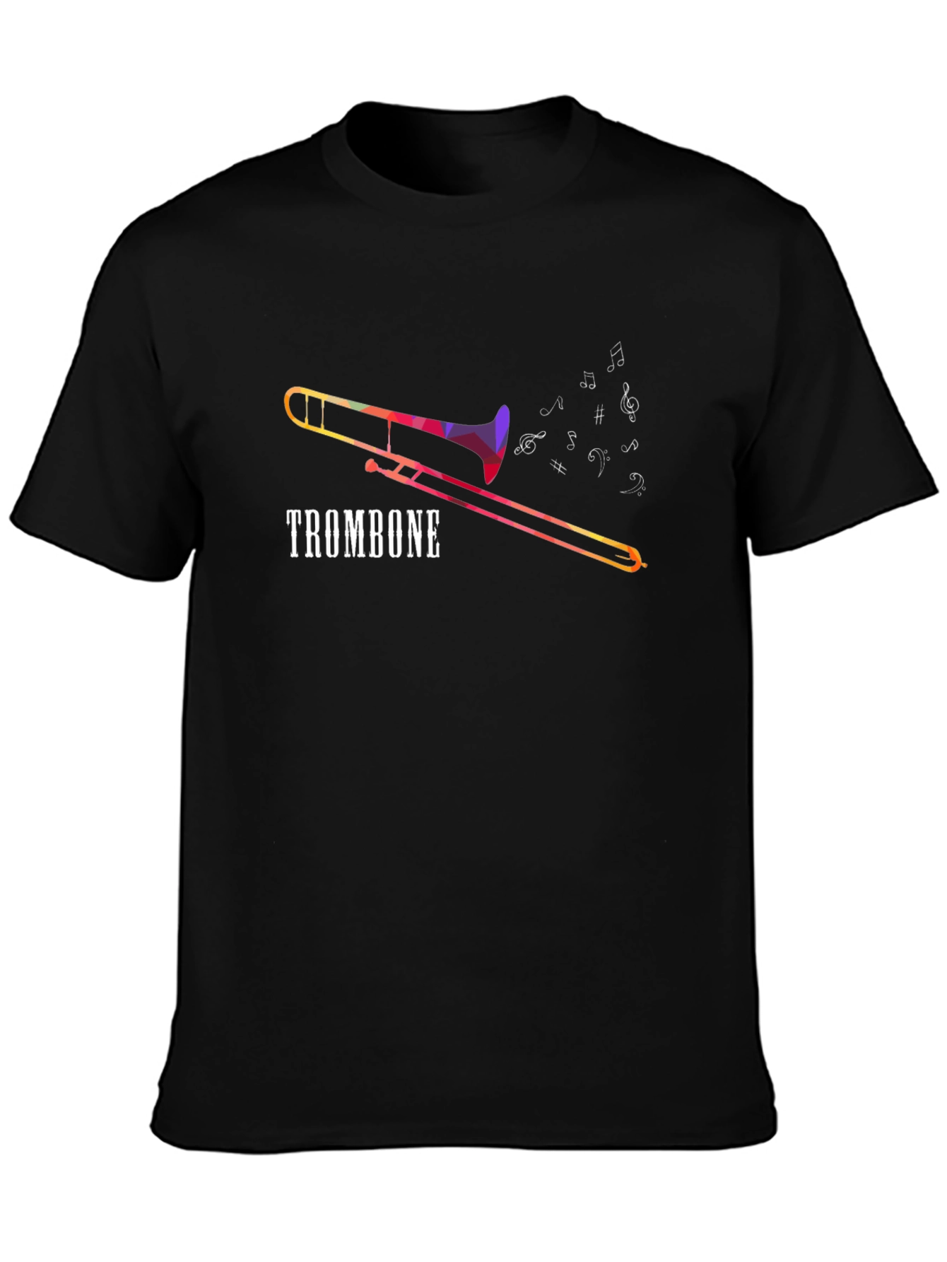 Trombone Music Notes Graphic Tee - Black