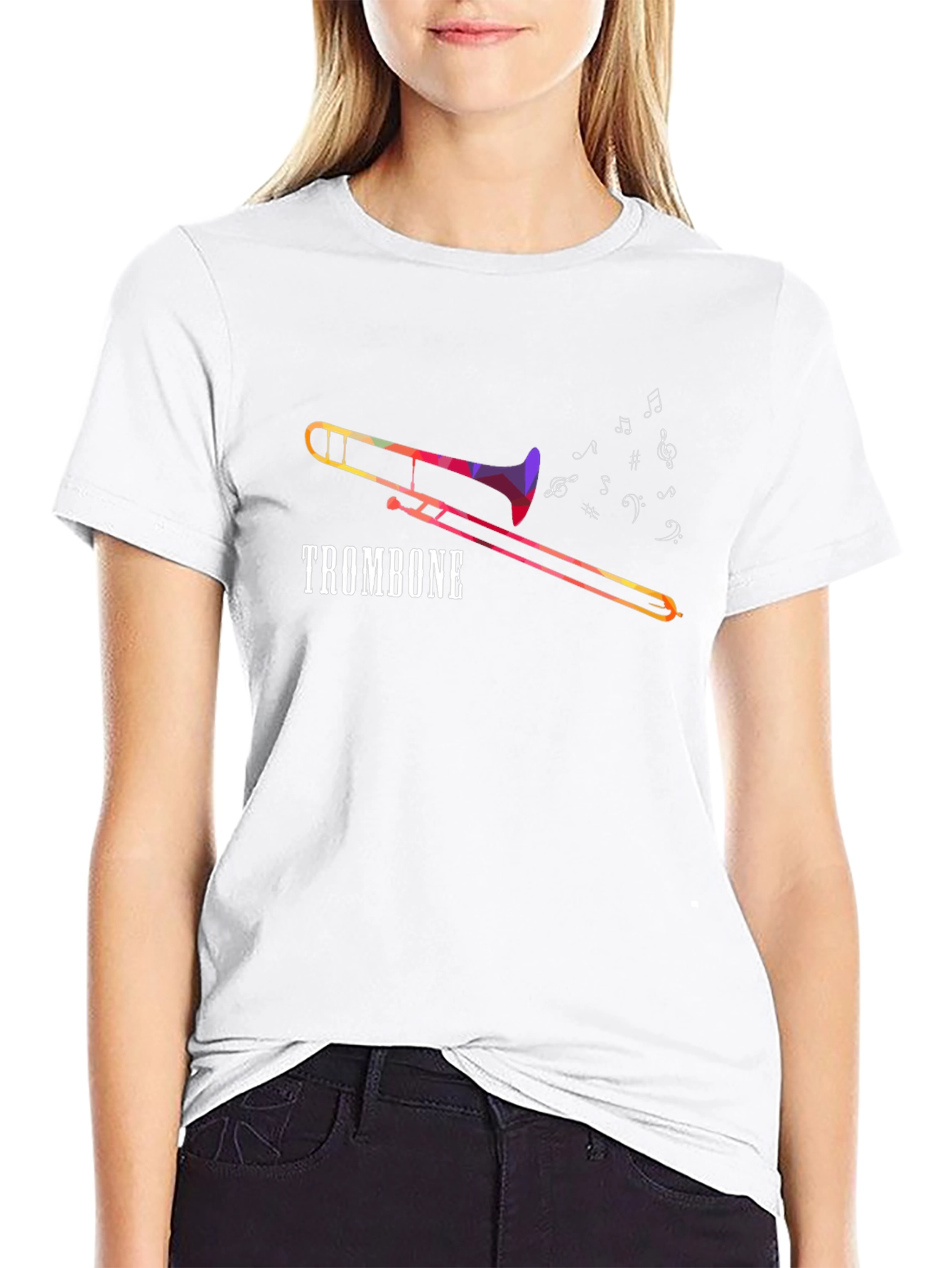 Trombone Music Notes Graphic Tee - Black
