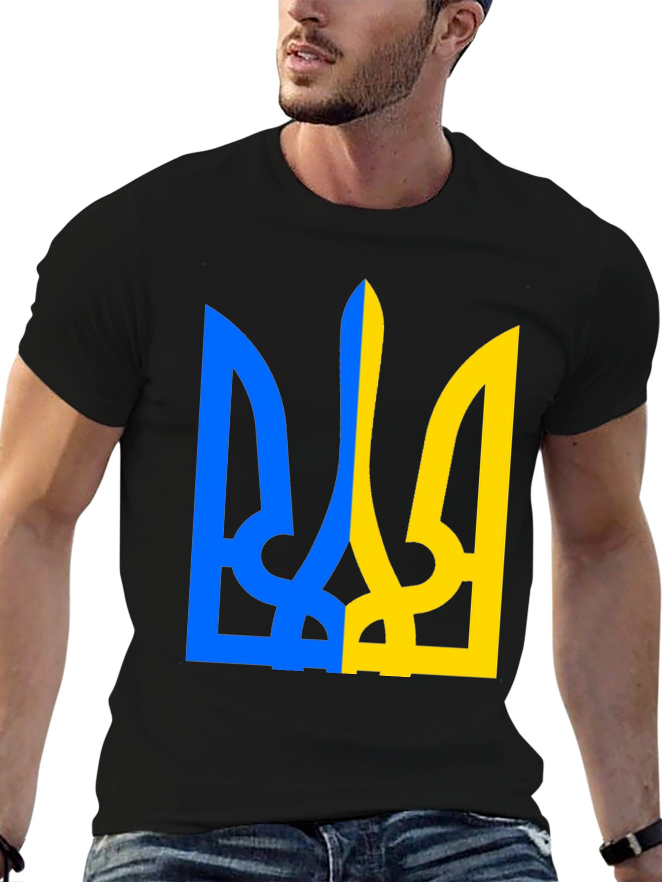 Ukraine Flag Symbol Black T-Shirt