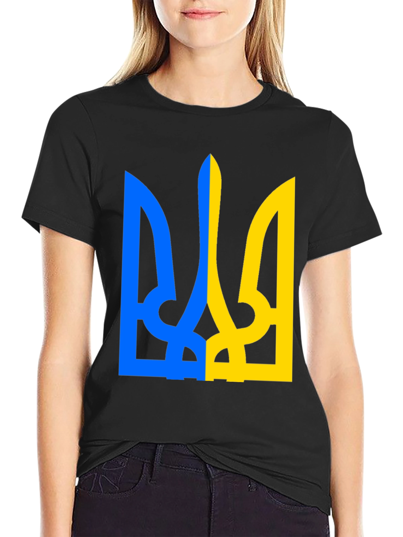 Ukraine Flag Symbol Black T-Shirt