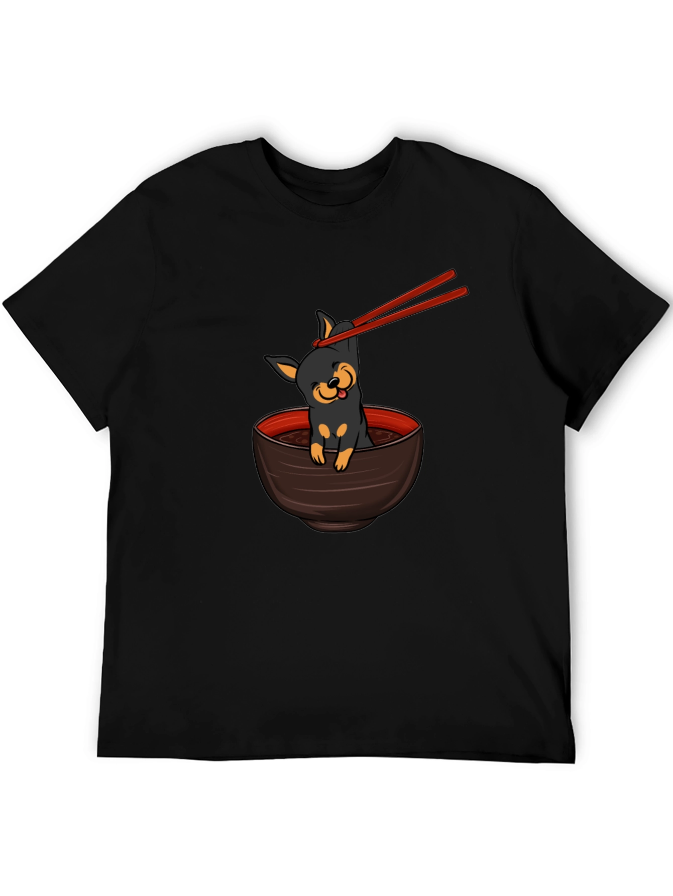 Cute Dog Ramen Bowl Graphic T-Shirt