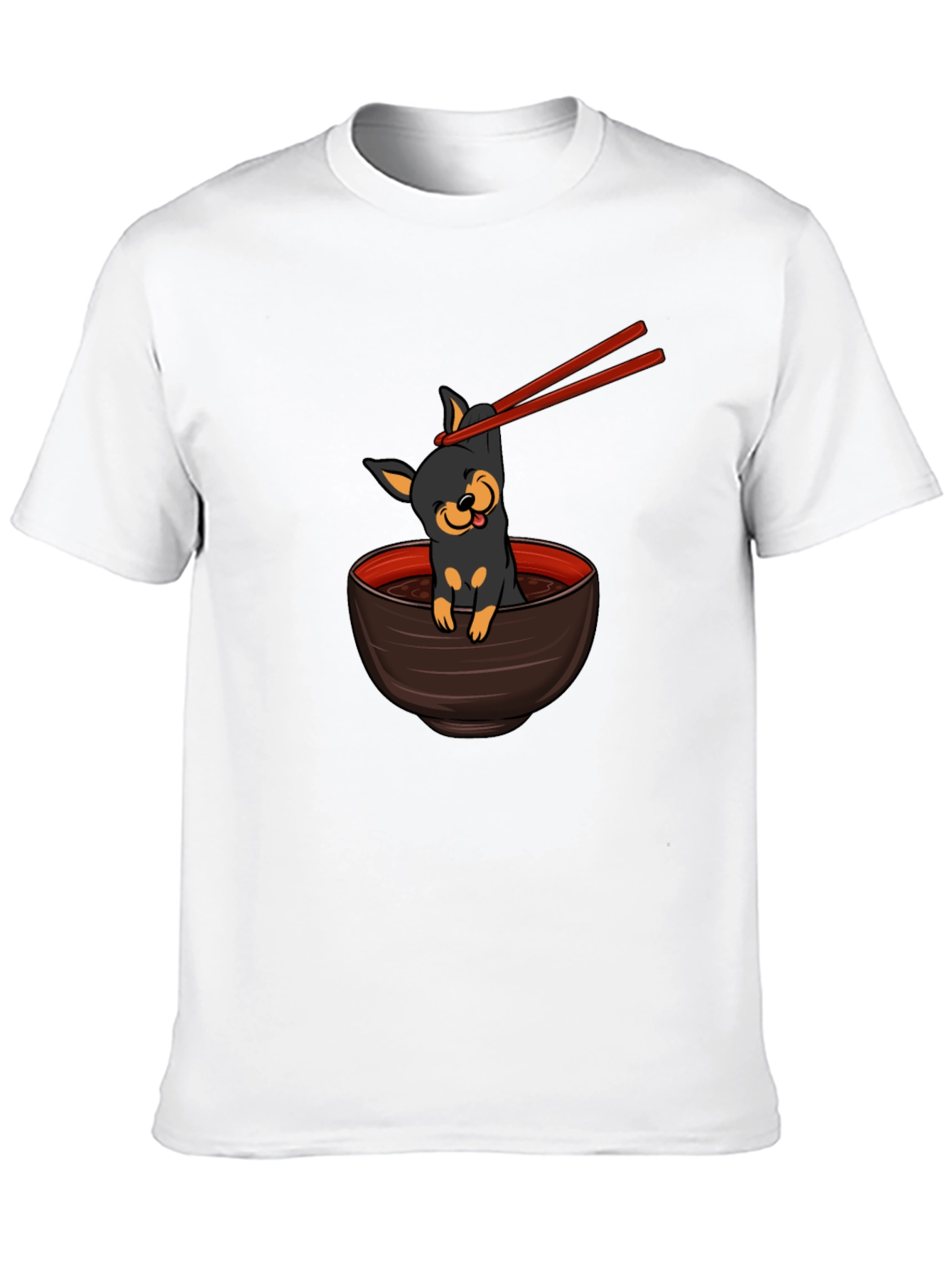 Cute Dog Ramen Bowl Graphic T-Shirt