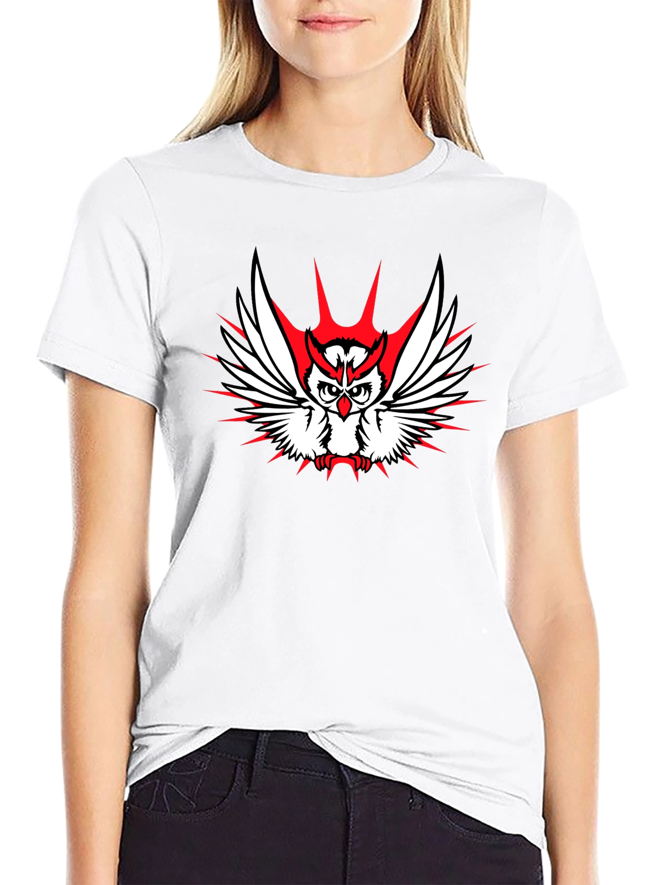 Owl Graphic Print Crew Neck T-Shirt