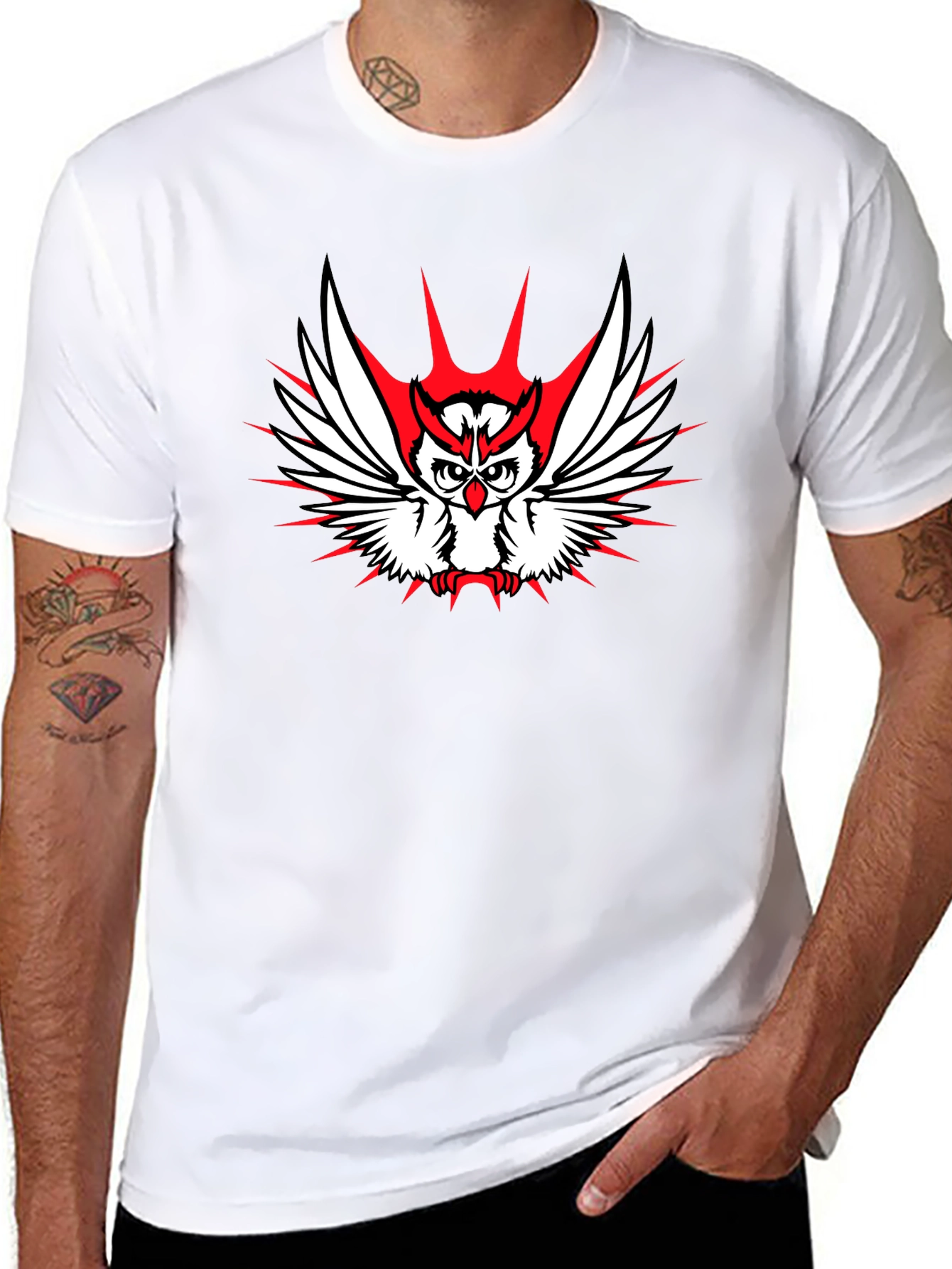 Owl Graphic Print Crew Neck T-Shirt