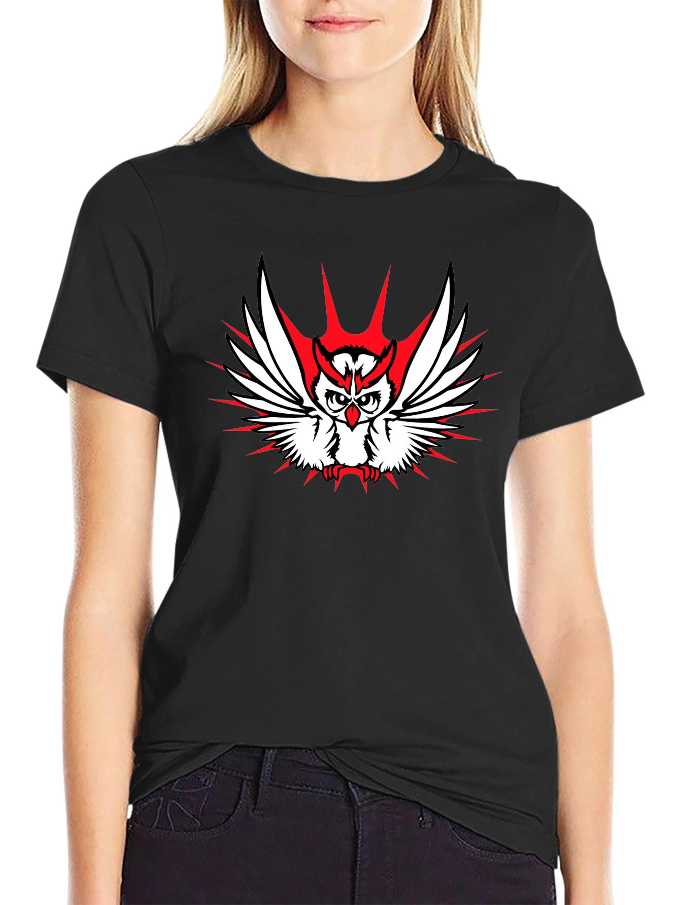 Owl Graphic Print Crew Neck T-Shirt