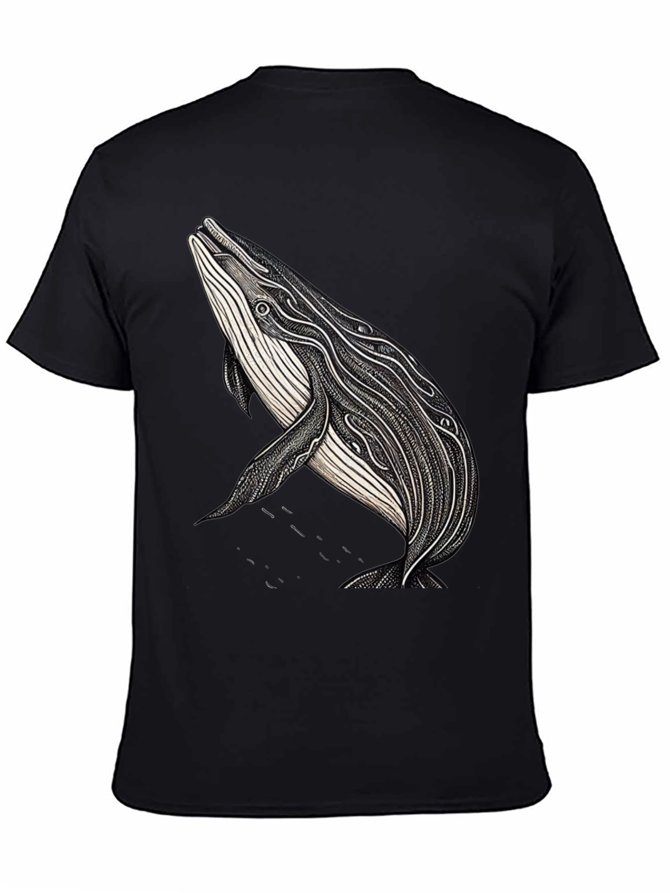 Whale Graphic Print Black T-Shirt
