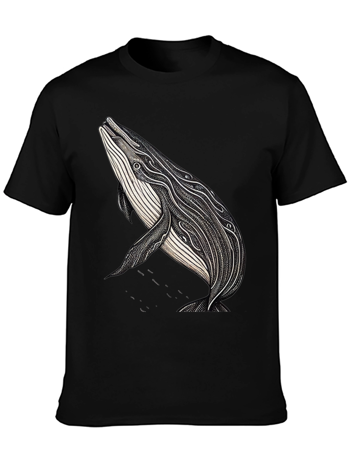 Whale Graphic Print Black T-Shirt