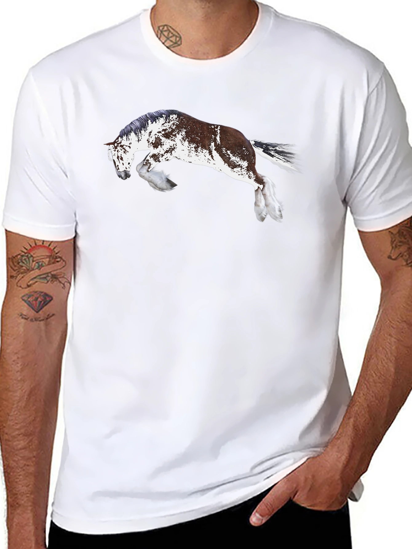 Horse Print Black T-Shirt