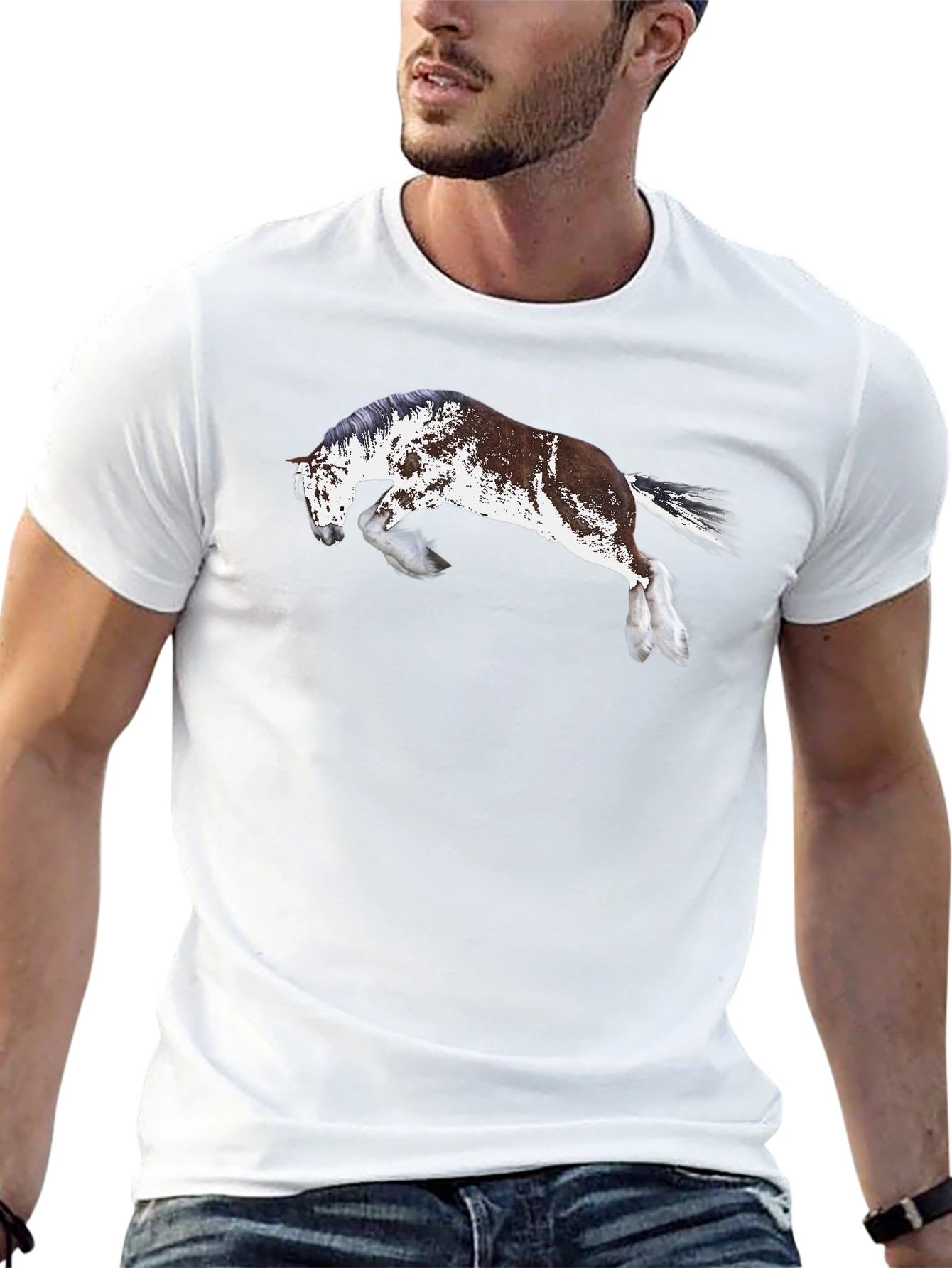 Horse Print Black T-Shirt