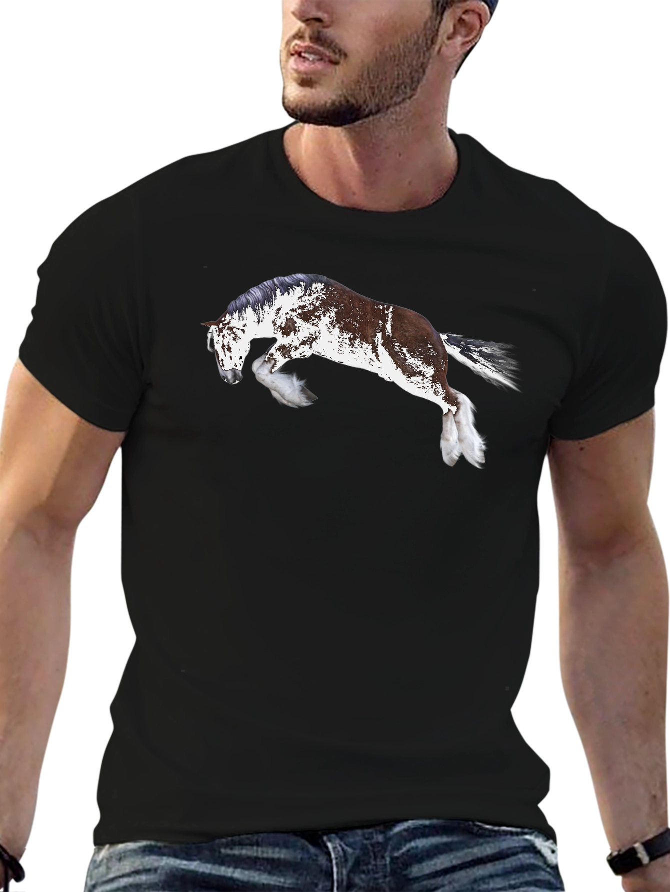 Horse Print Black T-Shirt