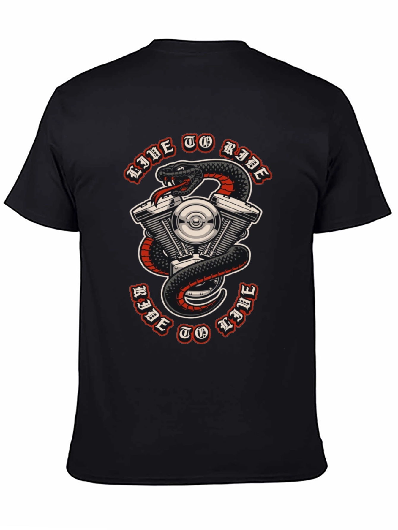 Live To Ride Snake & Engine Graphic Tee