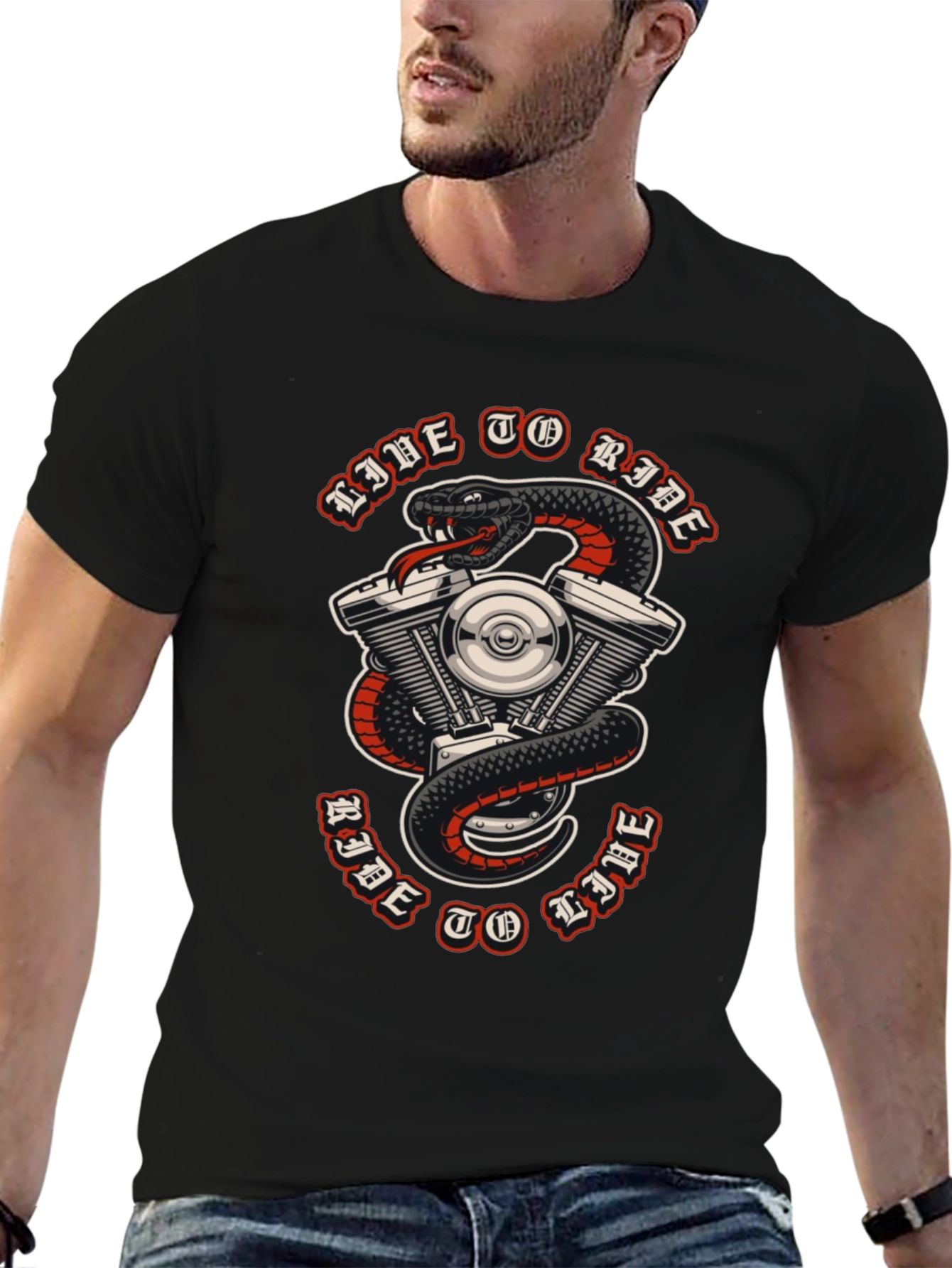 Live To Ride Snake & Engine Graphic Tee