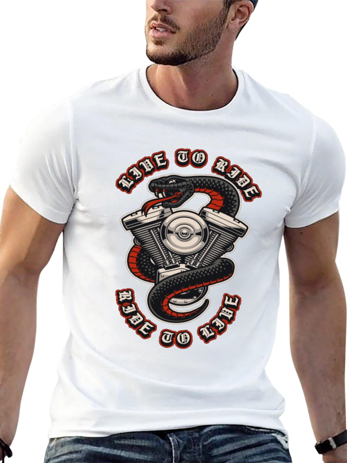 Live To Ride Snake & Engine Graphic Tee