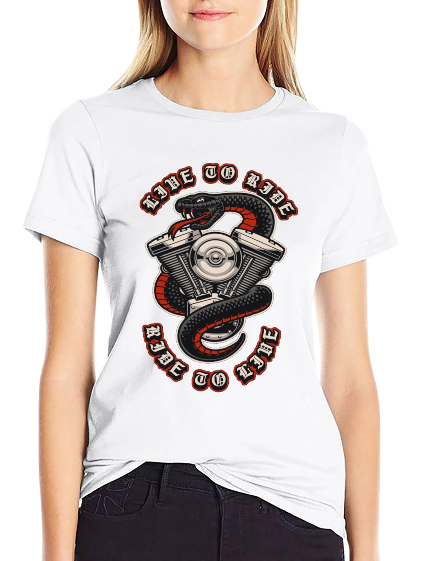 Live To Ride Snake & Engine Graphic Tee