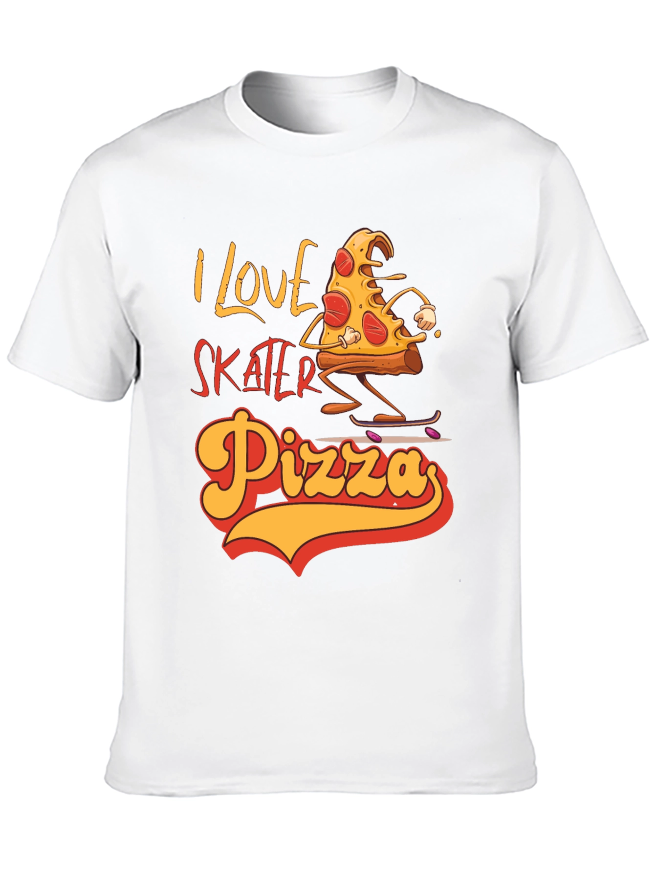 I Love Skater Pizza Graphic T-Shirt