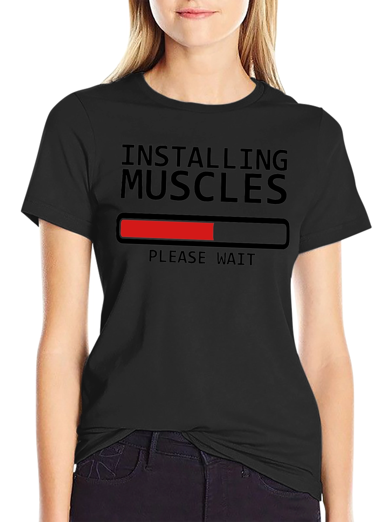 Installing Muscles T-Shirt Funny Gym Workout Tee